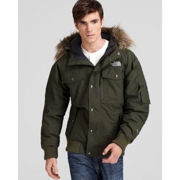 The North Face Men’s Gotham Hyvent Jacket Goose Down Size M Brown Fur Hood EUC - Picture 1 of 16